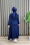 Vahi̇de Takim Denim Fabric Navy Blue Women's 2-Piece Skirt Set - 2