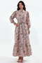 Women's Belted Hijab Dress 1511 - Pink
