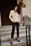 Collared Flato Pocketed Long Sleeve Office Stylish Blazer Fabric Jacket-Champagne - 7