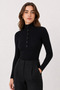 Women's Black Slim Fit Button Detailed High Neck Blouse - 3