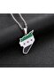 Syria Map Flag Metal Silver Necklace - 4