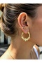 Vanthe Claw Hoop Gold Stone Hoop Earrings-Gold