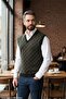 Men's Black Anti-Pilling Fabric Standard Fit Regular Cut V-Neck Knitwear Sweater - 6