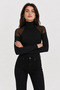 Women's Black Tulle Blouse with Shoulders - 6
