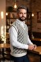 Men's Steel Mesh Plaid Patterned Thick Knitwear V-Neck Knitwear Knitted Anti-Pilling Sweater Regular