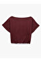 Cotton Printed Layered Off-Shoulder Short Sleeve T-Shirt - 6