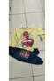 Boy's Set - 100% Cotton Two-Thread Fabric - Yellow Sweatshirt, Grey/Burgundy/Navy Blue Pants Color - 3