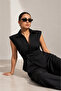 Women's Black Double-Breasted Modern Fit Fitted Waist Shirt - 2