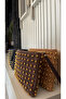 Handmade Straw Bag with Leather Lining Front and Back Beaded Clutch Bag Brown (30X20Cm) - 8