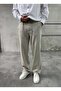 Linen Cotton Beige Baggy Trousers - 2