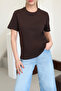 Crew Neck Basic T-Shirt Brown - 6