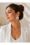 White Heart Earrings Women's Minimal Modern Stylish Design Handmade - 2
