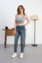 Women's Lycra Mom Jean High Waist Stretchy Denim Pants - 5