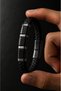 Men's Leather Bracelet with Steel and Black Color Detail, Braided Design, Stylish Bracelet with Lock - 2