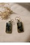 Handmade Rectangular Natural Stone Earrings – Vintage Gold Color Elegant Women's Earring - 2