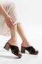 Vanna Women's Studded Detailed Cross-Strapped Heeled Slippers - 3