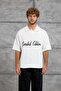 Men's T-Shirt Limited Written Polo Collar White Oversize Printed Knitwear