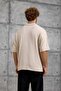 Men's T-Shirt Limited Written Polo Collar Cream Oversize Printed Knitwear - 4
