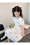 Girls Bow Print Puff Sleeve Dress - 4