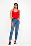 Women's Blue Lycra Mom Jean Pants – High Waist Regular Fit
