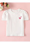 Heart Print Round Neck Short Sleeve T-Shirt - 2