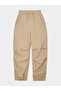 Boys Beige Woven Joggers with Elastic Waist