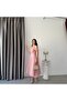 Powder Shoulder Scarf Detailed Lace Fabric Midi Evening Dress - 4