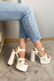Women's Elina Pearlescent White Cross Strap 15 cm Platform Heeled Shoes - 2