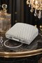 Pearl Women's Evening Dress Handbag with Stone Detail and Chain Strap, Stylish Evening Event Clutch Model, Elegant