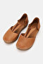 Women's Taba Khaki Leather 35-41-42 Number Strapped Flat Wedge Heels Side Open Sandals - 2