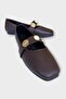 Women's Pearl and Seal Accessory Strap Ballerinas Brown - 2