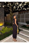 Brown Crep Dress with Window Accessories - 5