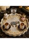 Luxury Glass Surface Presentation Tray 38 cm - Tea and Coffee Serving Tray - Decorative Round Tray with Gold Detail - 2