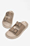 Women's Beige Suede Comfortable Double Buckle Non-Slip Slippers