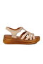 Beige Women's Wedge Heel Sandals - 2