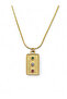Women's Gold Color Steel Rectangular Necklace with Stones, Minimal Stylish Elegant Gift