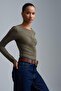 32600 Women's Gathered Boat Neck Top Blouse - 4
