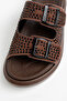 Brown Orthopedic Sole Summer Stone Stylish Double Buckle Women's Slippers Mtmt33 - 4