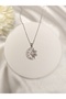 Women's Silver Color Steel Chain Moon Sun Crescent Pendant Necklace with Zircon Stone Stylish Gift - 4