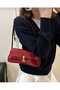 Women's Single Shoulder Strap Bag with Special Lock System, Women's Baguette Hand Shoulder Bag, Burgundy - 3