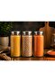 3 Pieces 1300Cc Metal Vacuum Lid Glass Spice Storage Jar Set - 3