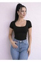Women's 3-Pack Set U-Neck Short-Sleeve Corded Fabric Square-Neck Cotton Blouse-Body T-Shirt - 2