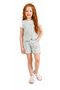 Girl's Ice Blue Color Vest with Bow Detail on the Back, Vest, Shorts, T-Shirt, Stylish Three-Piece Set