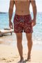 Swim Shorts Elastic Lace-Up Patterned Men's Lined Multi-Color Short Length Beach Shorts Ls-95790 - 3