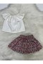Baby Girl 2-Piece Set Madonna Collar White Blouse & Crispy Floral Patterned Skirt Set