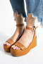 Tibu Thin Strap Wedge Heeled Stylish Casual Comfortable Leather Sandals - 2