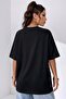Women's Oversize Casual T-Shirt Basic Plain Unprinted Black - 7
