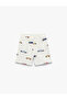 Cotton Textured Car Patterned Shorts with Elastic Waist - 5