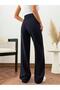 Women's Navy Blue High Waist Palazzo Pants Wide Leg Stylish Office and Casual Trousers - 2