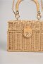 Camel Wicker Weave Handbag and Shoulder Bag - Square Box Bag with Gold Chain Strap 19X14X8 - 4